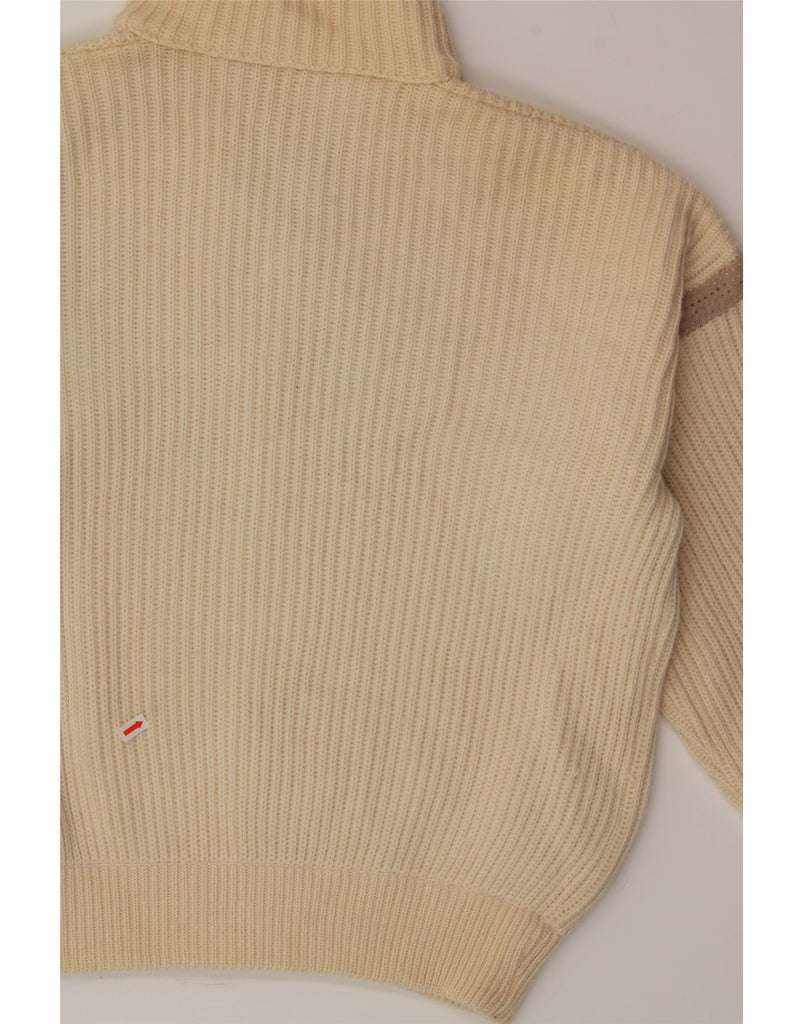 VINTAGE Mens Zip Neck Jumper Sweater Medium Beige Vintage Vintage and Second-Hand Vintage from Messina Hembry 