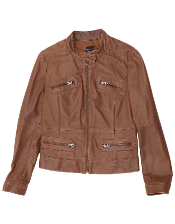 Penny Black Womens Leather Jacket UK 12 Medium Brown Lambskin