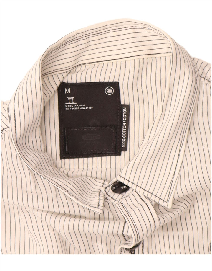 G-Star Womens Graphic Shirt UK 14 Medium White Pinstripe Cotton