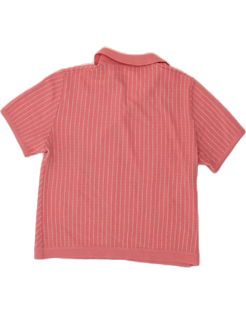 VINTAGE Womens Polo Neck Jumper Sweater UK 12 Medium Pink Pinstripe Vintage Vintage and Second-Hand Vintage from Messina Hembry 