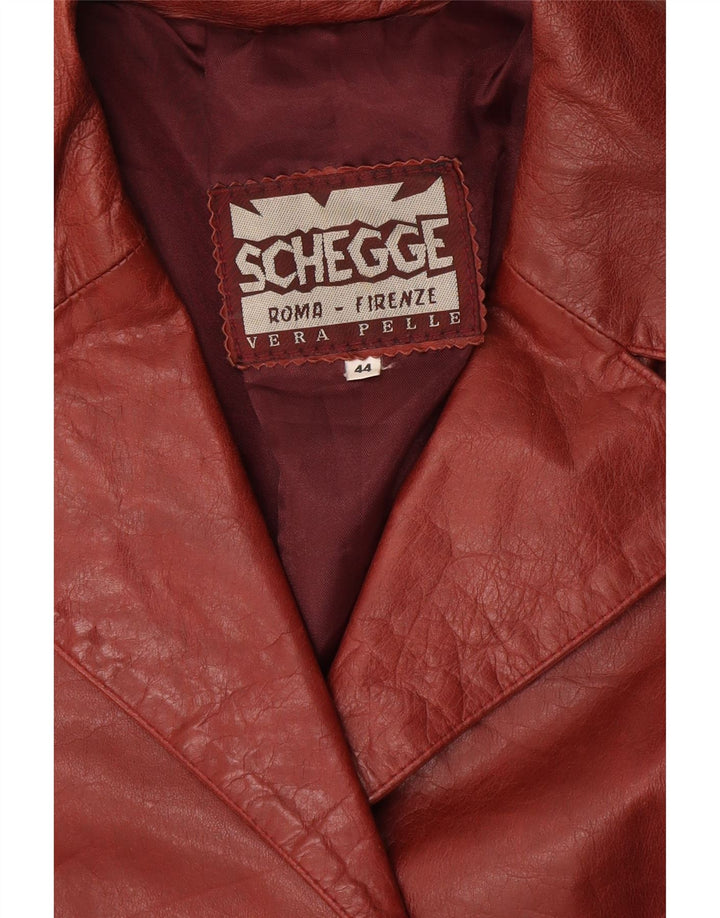 Schegge Womens 3 Button Leather Blazer Jacket IT 44 Medium Brown Leather