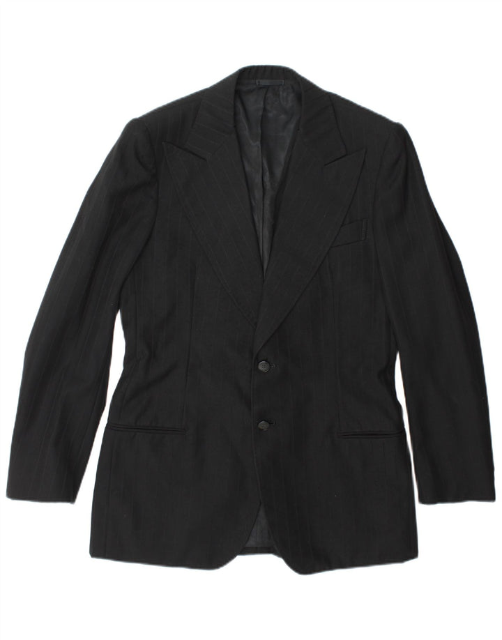 Vintage Mens 2 Button Blazer Jacket UK 36 Small Black Striped
