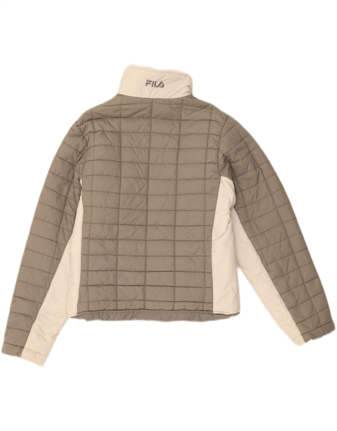 FILA Womens Padded Jacket UK 10 Small Grey Colourblock Polyamide Vintage Fila and Second-Hand Fila from Messina Hembry 