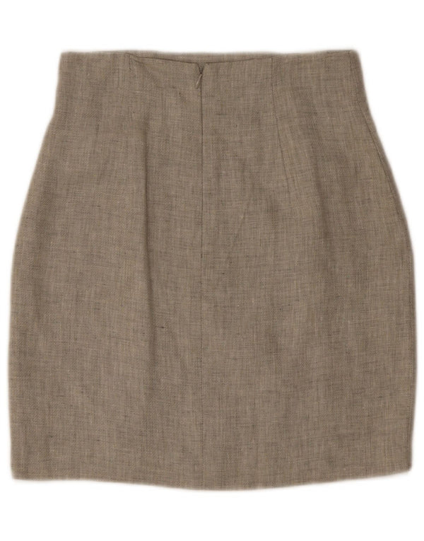 Erreuno Womens High Waist Mini Pencil Skirt IT 42 Medium W27  Grey Linen