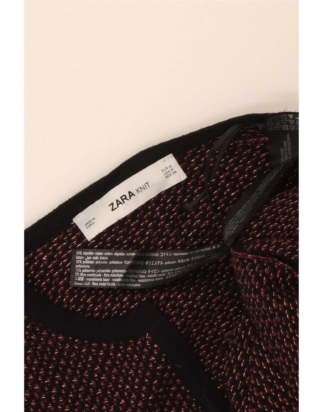 Zara Womens Longline Open Cardigan Sweater UK 14 Medium Red Geometric