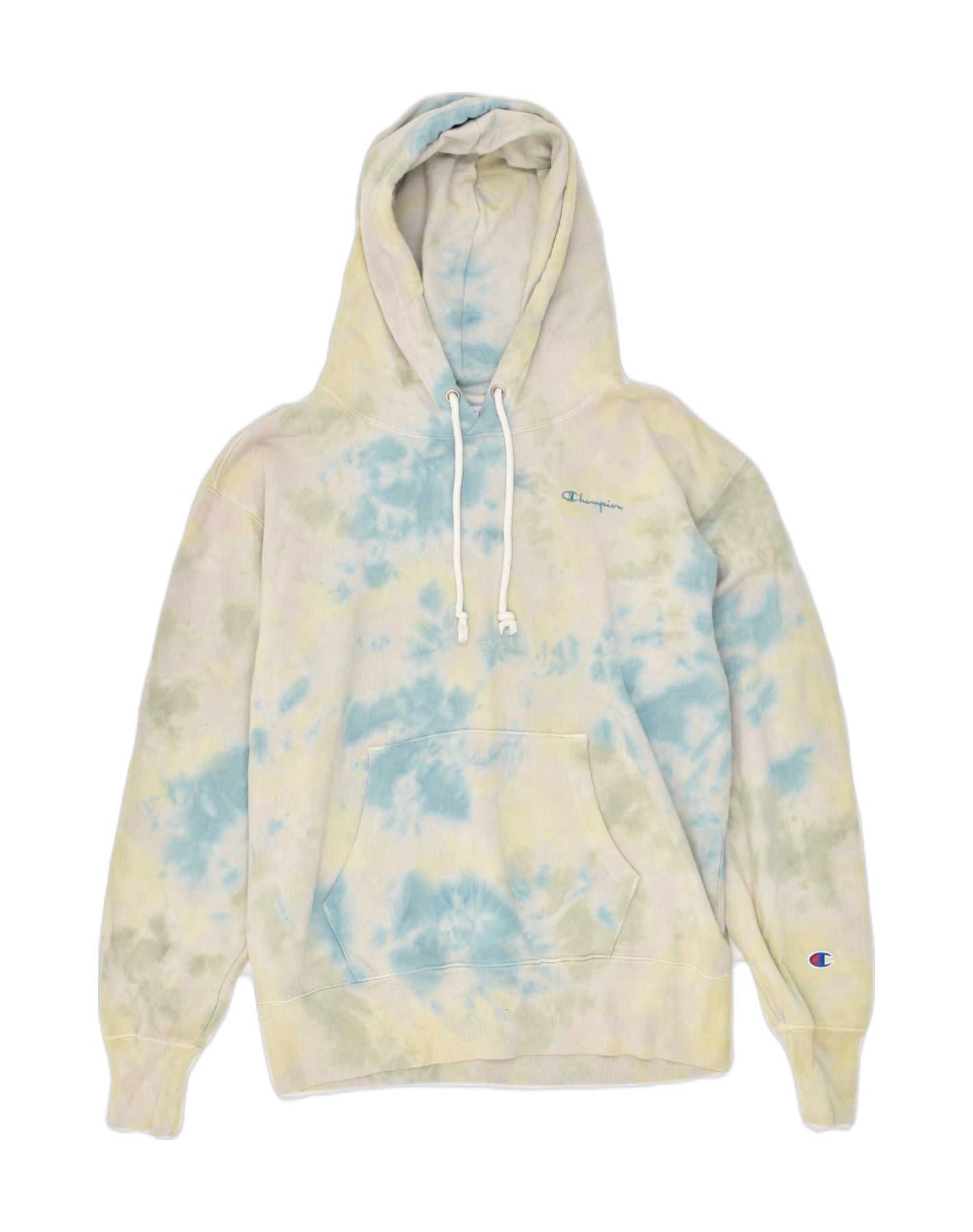 CHAMPION Mens Hoodie Jumper XS Multicoloured Tie Dye Cotton