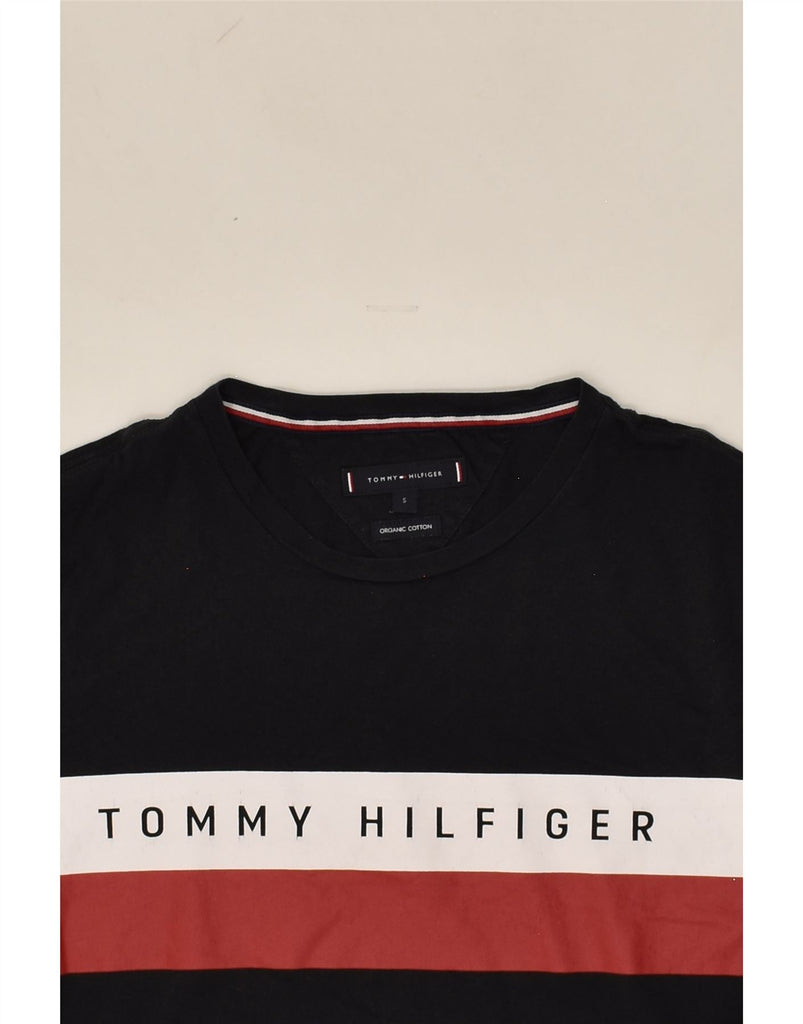 TOMMY HILFIGER Mens Graphic T-Shirt Top Small Black Colourblock Cotton | Vintage Tommy Hilfiger | Thrift | Second-Hand Tommy Hilfiger | Used Clothing | Messina Hembry 