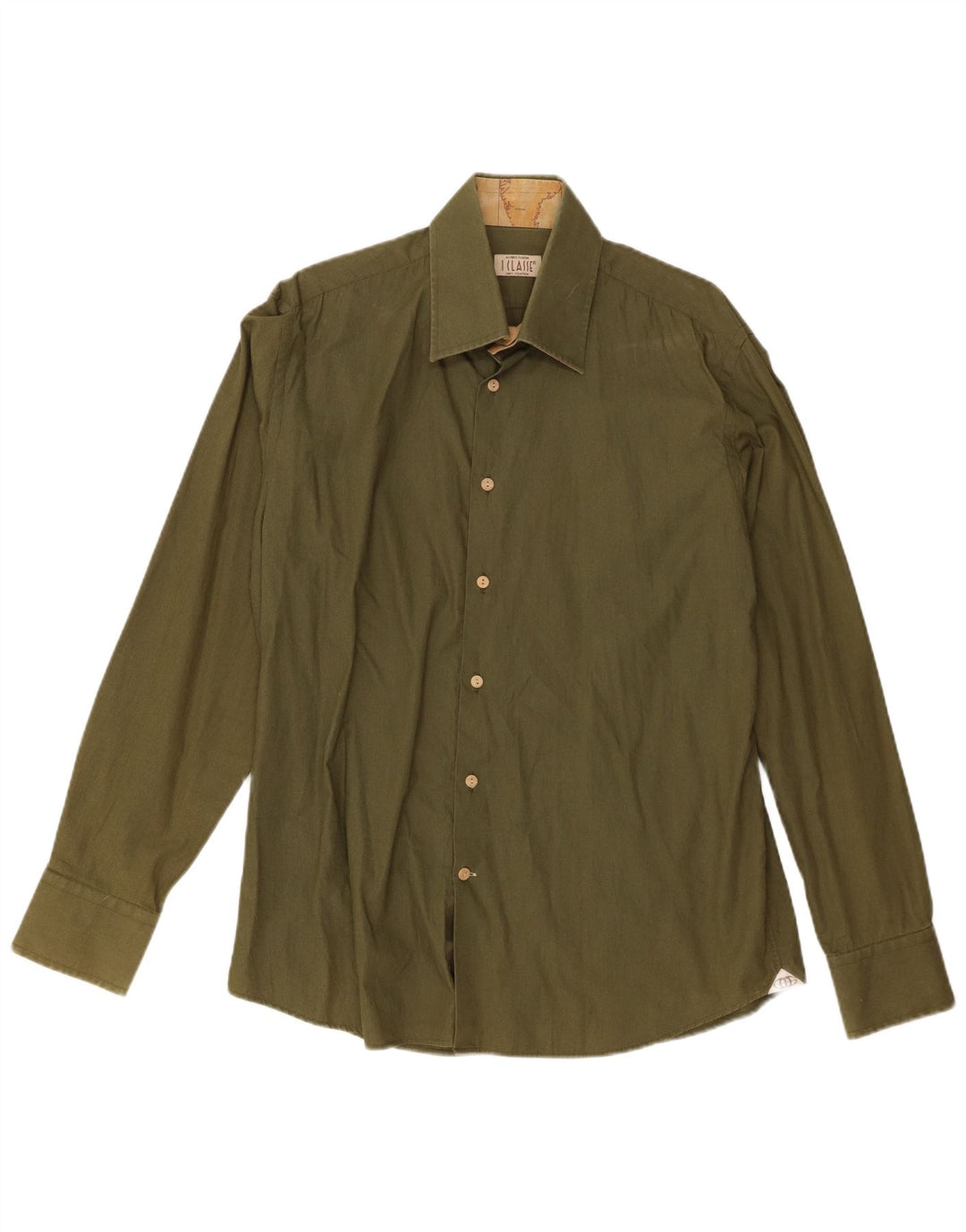 ALVIERO MARTINI Mens Shirt Size 41 16 1/2 Large Green Cotton