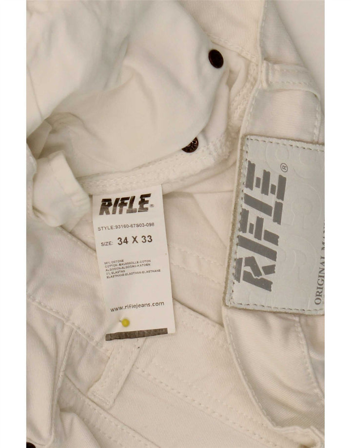 Rifle Womens Straight Jeans W34 L28 White Cotton