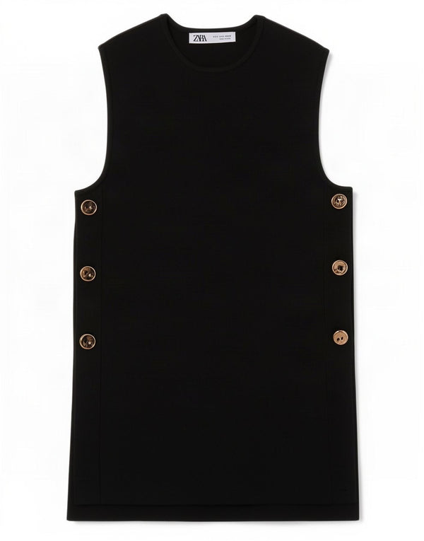Zara Womens Vest Top UK 10 Small Black Polyester