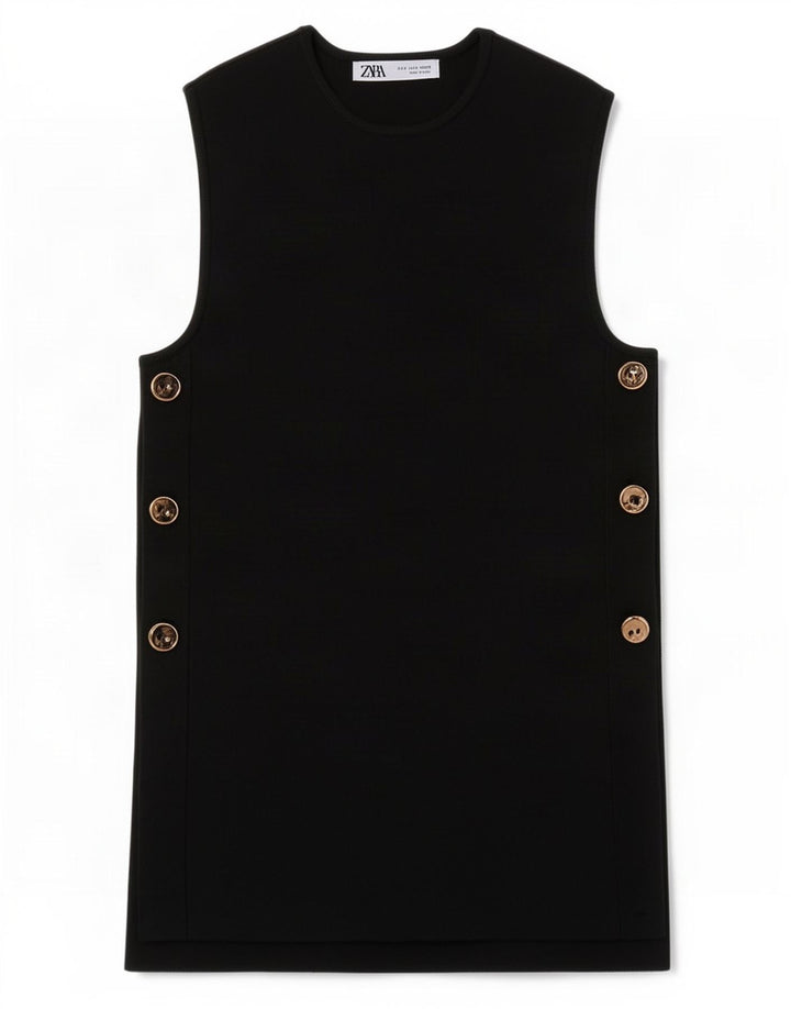 Zara Womens Vest Top UK 10 Small Black Polyester