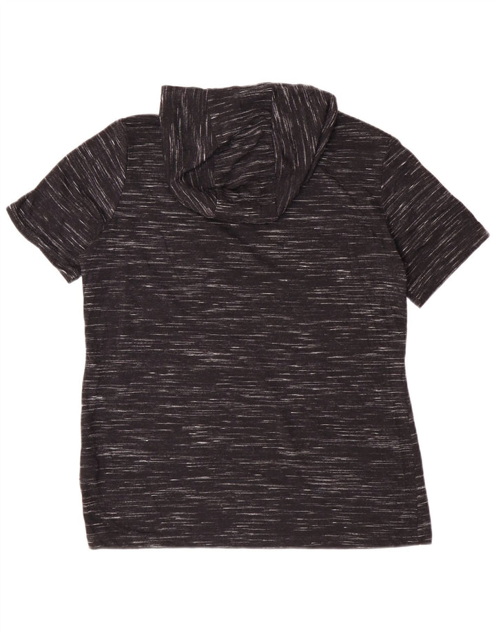 Nike Womens Hooded T-Shirt Top UK 14 Medium Black Flecked Polyester