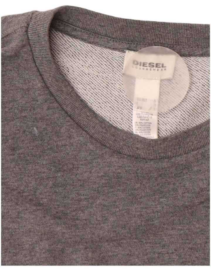 Diesel Mens Graphic Sweatshirt Jumper Small Grey Cotton