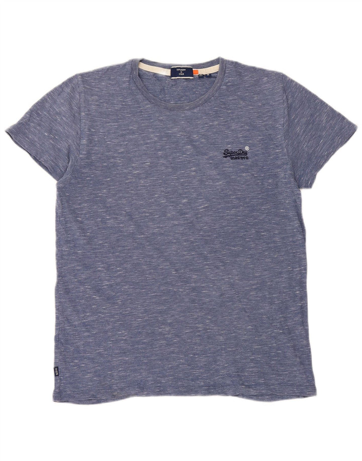 Superdry Mens T-Shirt Top Medium Blue Flecked