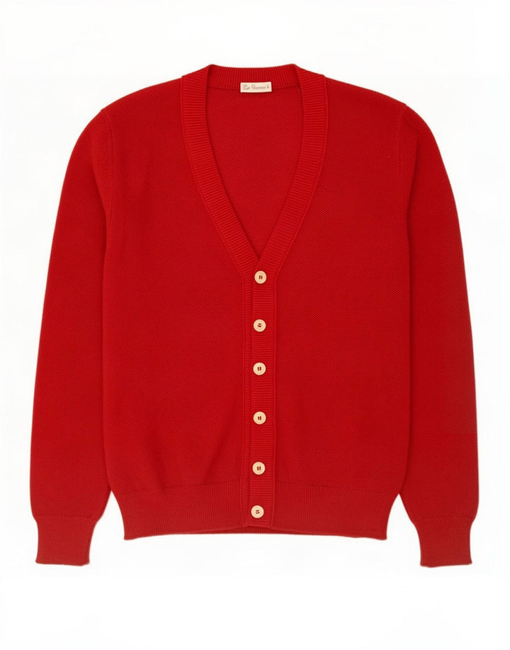 Vintage Mens Cardigan Sweater Medium Red Wool