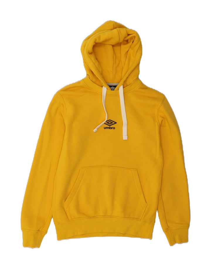 UMBRO Mens Graphic Hoodie Jumper Small Yellow Cotton Vintage Umbro and Second-Hand Umbro from Messina Hembry 