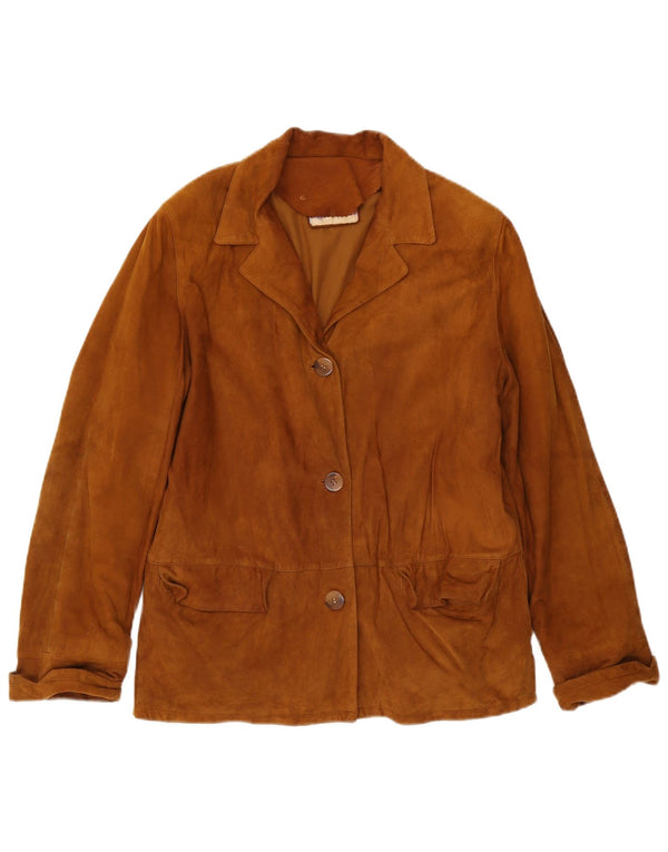 L.Lambertazzi Womens 3 Button Suede Blazer Jacket IT 44 Medium Brown