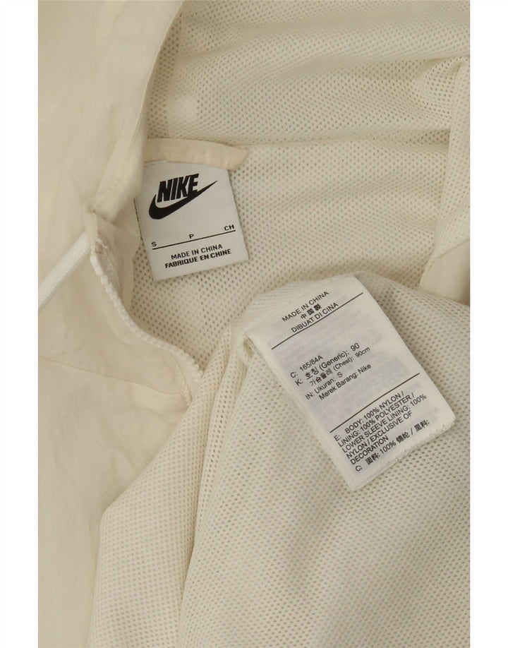 NIKE Mens Graphic Hooded Tracksuit Top Jacket Small Off White Nylon