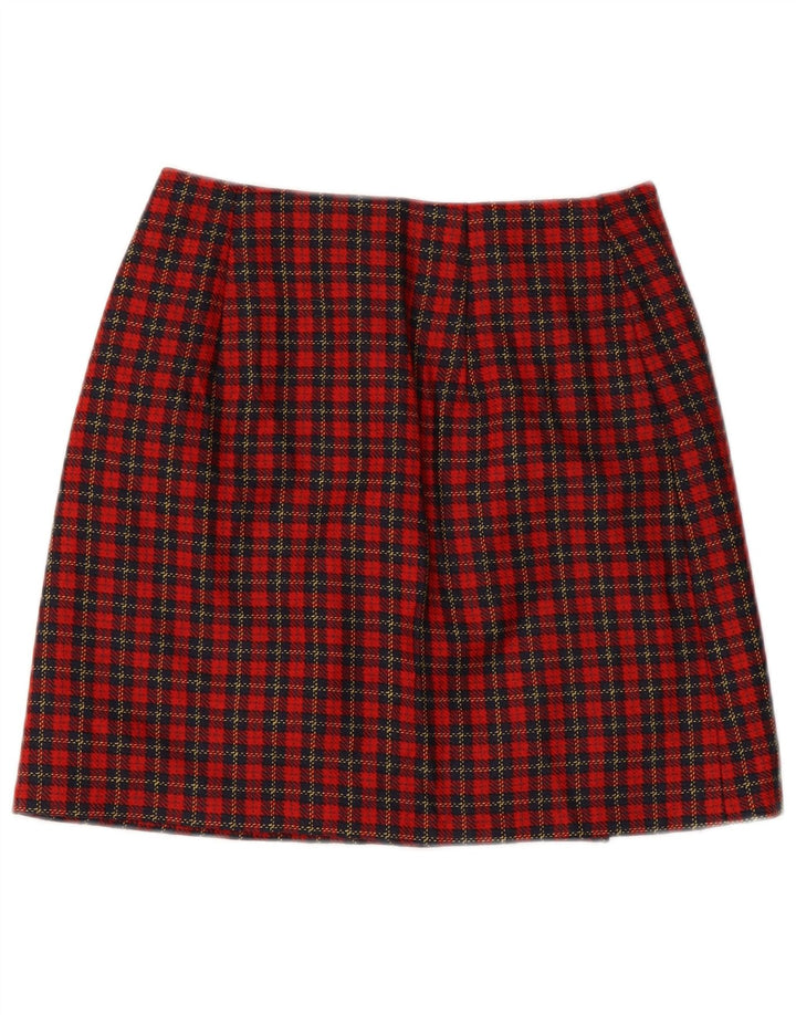 Vintage Womens Mini Wrap Skirt IT 42 Medium W28  Red Check Virgin Wool
