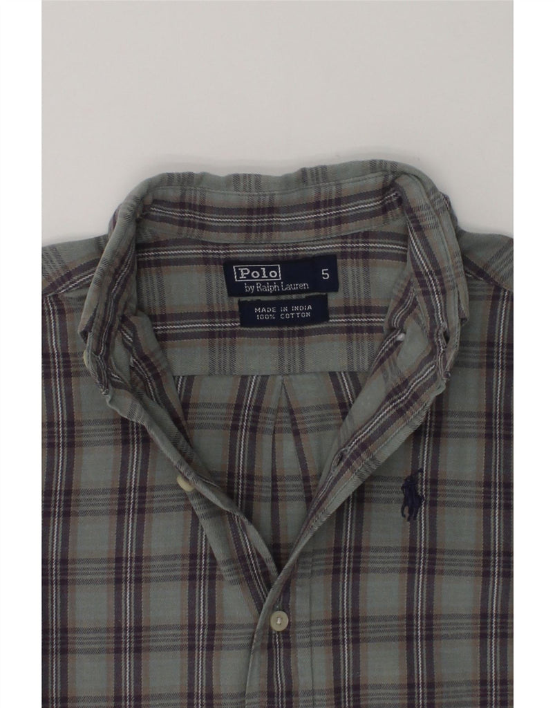 POLO RALPH LAUREN Boys Flannel Shirt 4-5 Years Grey Check Cotton | Vintage Polo Ralph Lauren | Thrift | Second-Hand Polo Ralph Lauren | Used Clothing | Messina Hembry 