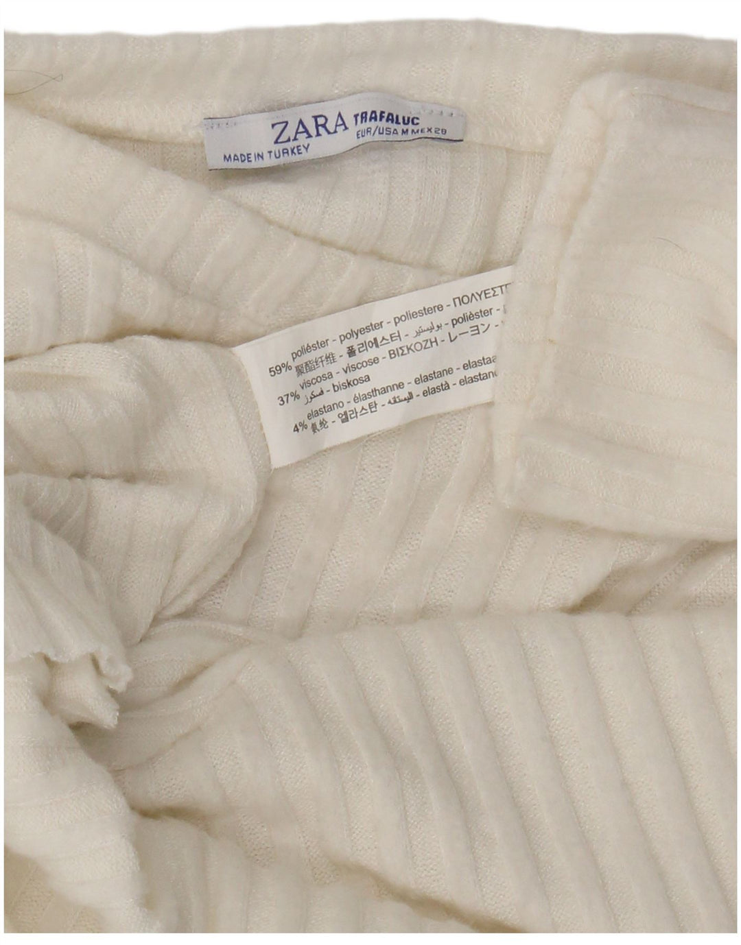 Zara Womens Crop Boat Neck Jumper Sweater UK 14 Medium White Polyester