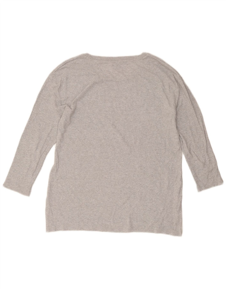 Massimo Dutti Womens Top 3/4 Sleeve UK 16 Large Grey