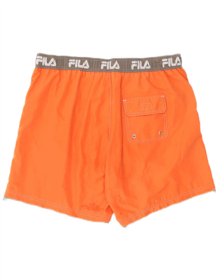 Fila Mens Graphic Swimming Shorts Large  Orange Colourblock Polyester
