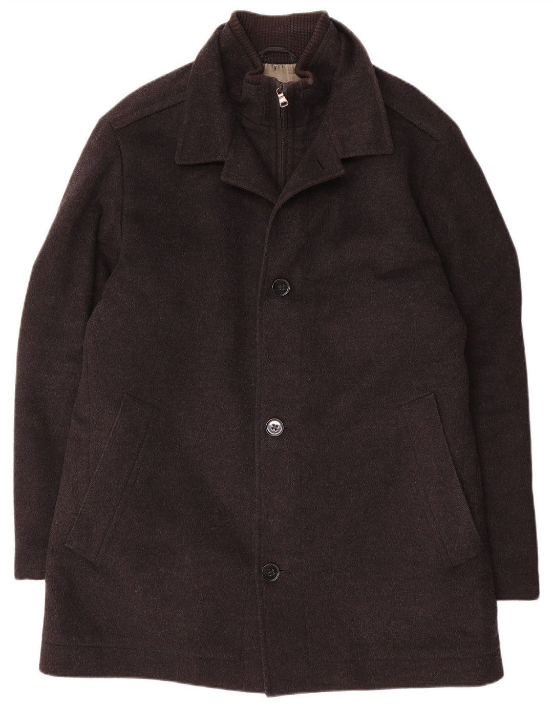 Hugo Boss Mens Overcoat EU 52 XL Grey Wool