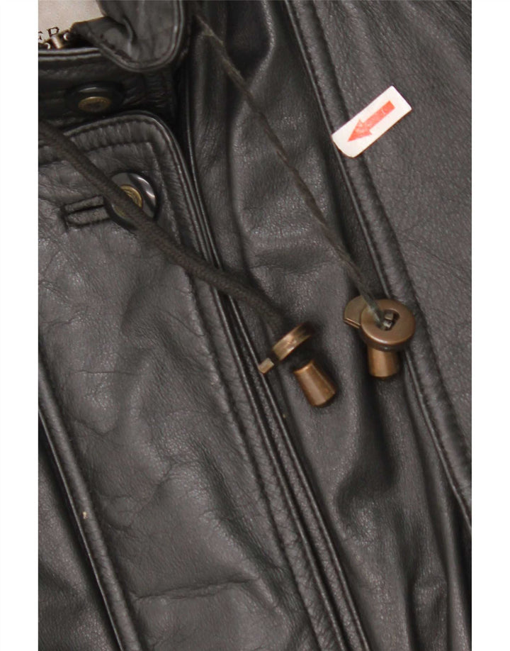 Yorn Womens Oversized Leather Coat EU 40 Medium Black