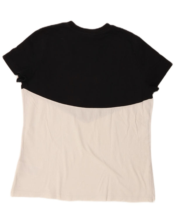 Nike Womens Graphic T-Shirt Top UK 16 Large Black Colourblock Cotton