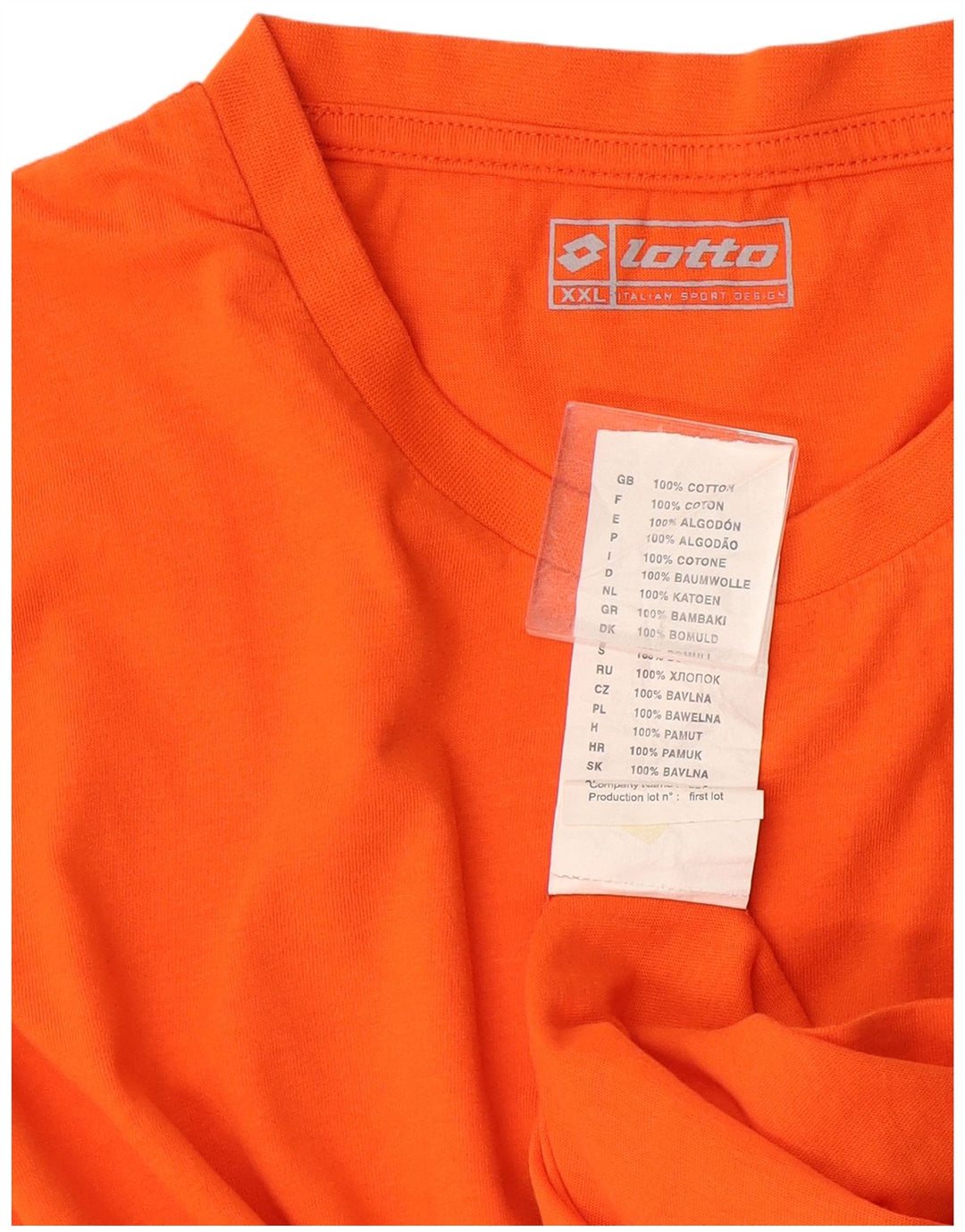Lotto Mens T-Shirt Top 2XL Orange Cotton