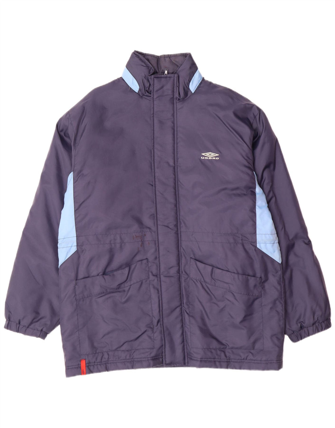 UMBRO Mens Hooded Padded Coat UK 38 Medium Navy Blue Colourblock Nylon