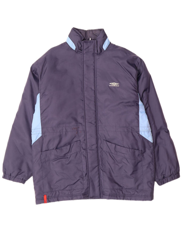 UMBRO Mens Hooded Padded Coat UK 38 Medium Navy Blue Colourblock Nylon