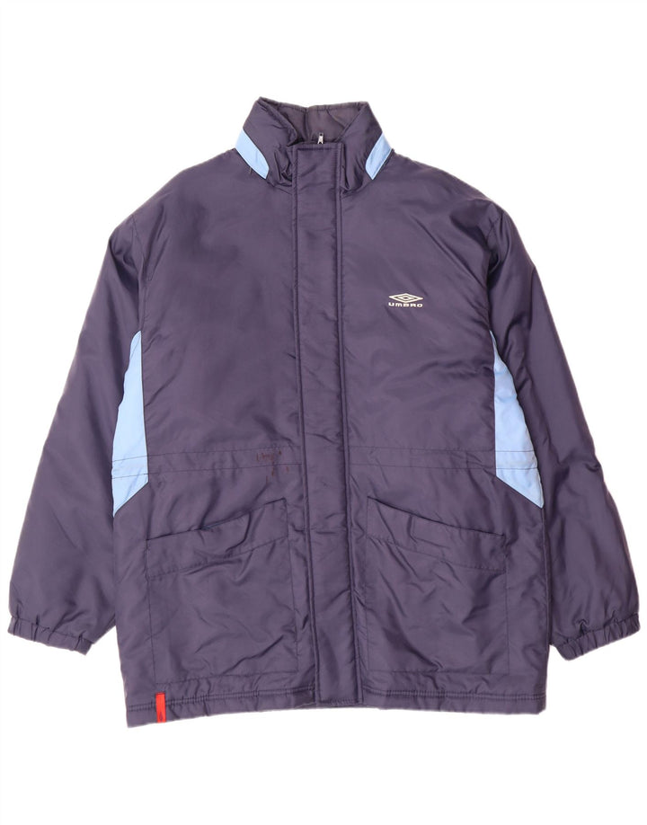 UMBRO Mens Hooded Padded Coat UK 38 Medium Navy Blue Colourblock Nylon
