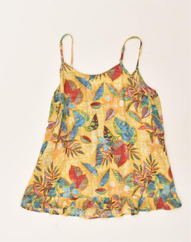 BENETTON Womens Cami Top UK 10 Small Yellow Floral | Vintage Benetton | Thrift | Second-Hand Benetton | Used Clothing | Messina Hembry 