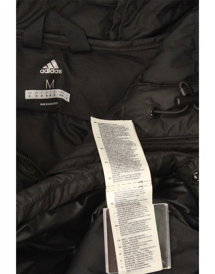 Adidas Mens Hooded Padded Jacket UK 38 Medium Black Polyester