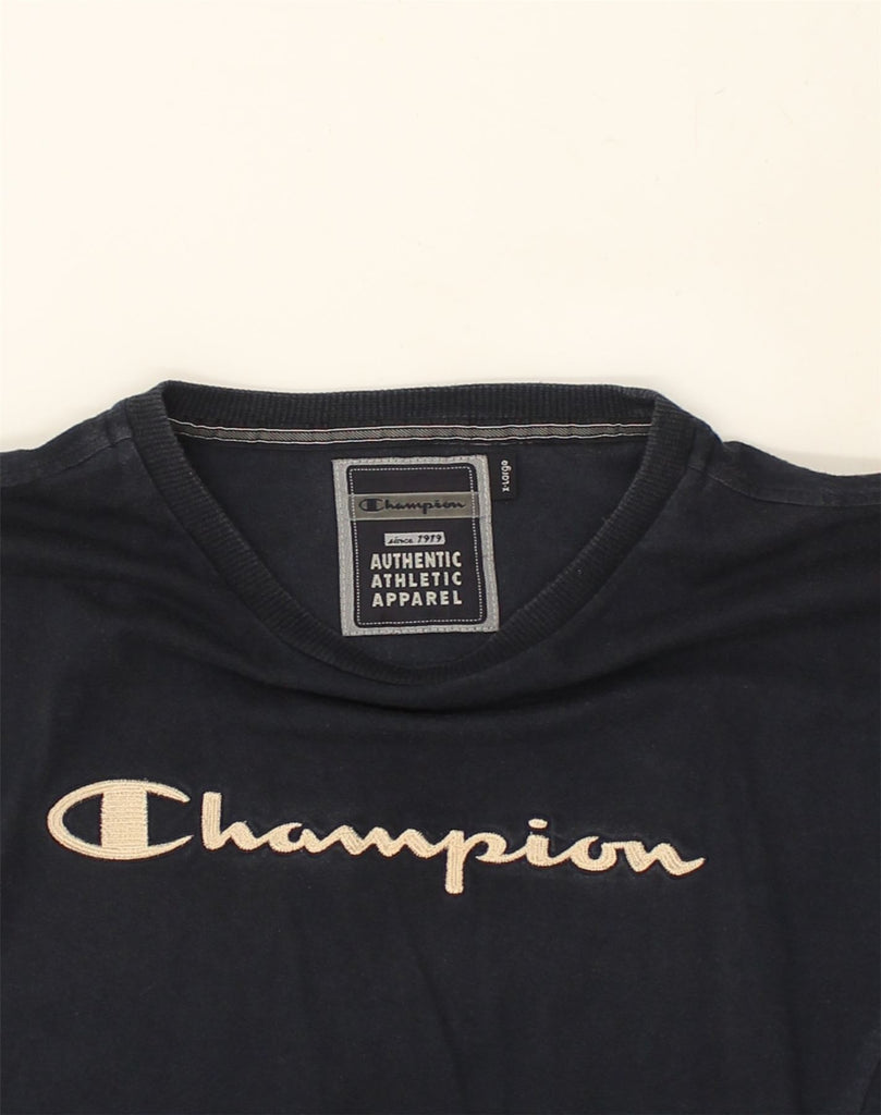 CHAMPION Mens Graphic T-Shirt Top XL Navy Blue | Vintage Champion | Thrift | Second-Hand Champion | Used Clothing | Messina Hembry 