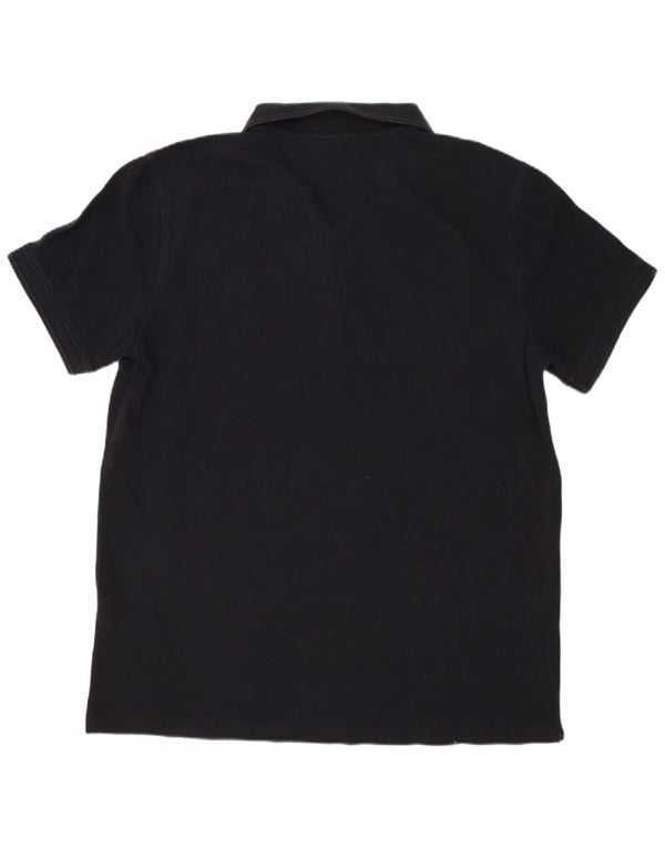 Massimo Dutti Mens Polo Shirt Large Black Cotton