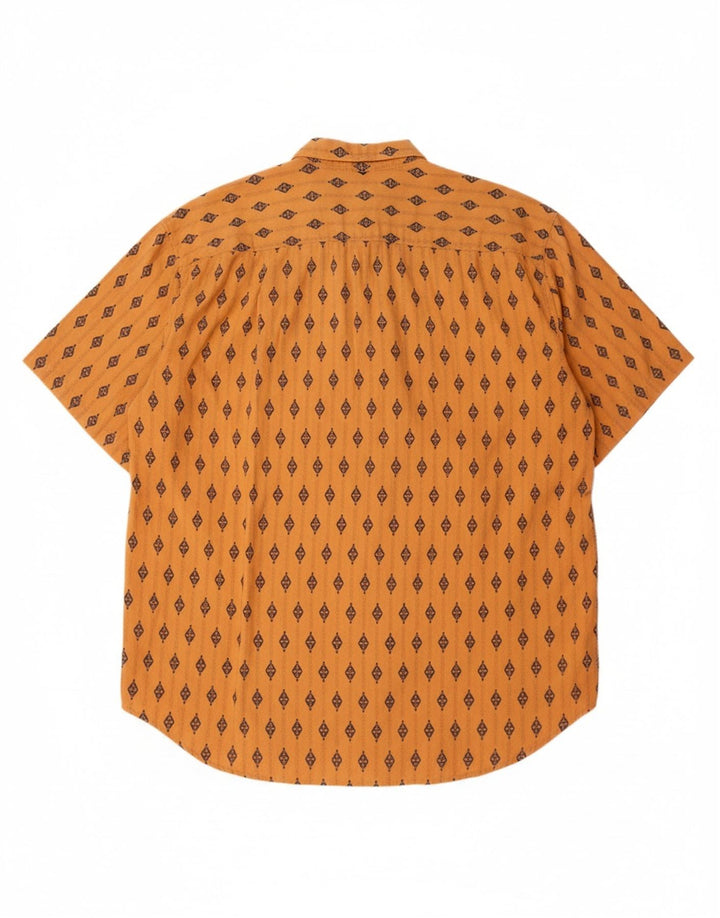 ANYWAY Mens Short Sleeve Shirt XL Orange Geometric Cotton Vintage Anyway and Second-Hand Anyway from Messina Hembry 