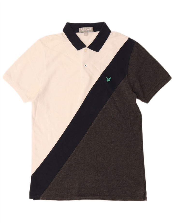Lyle & Scott Mens Polo Shirt Medium White Colourblock Cotton