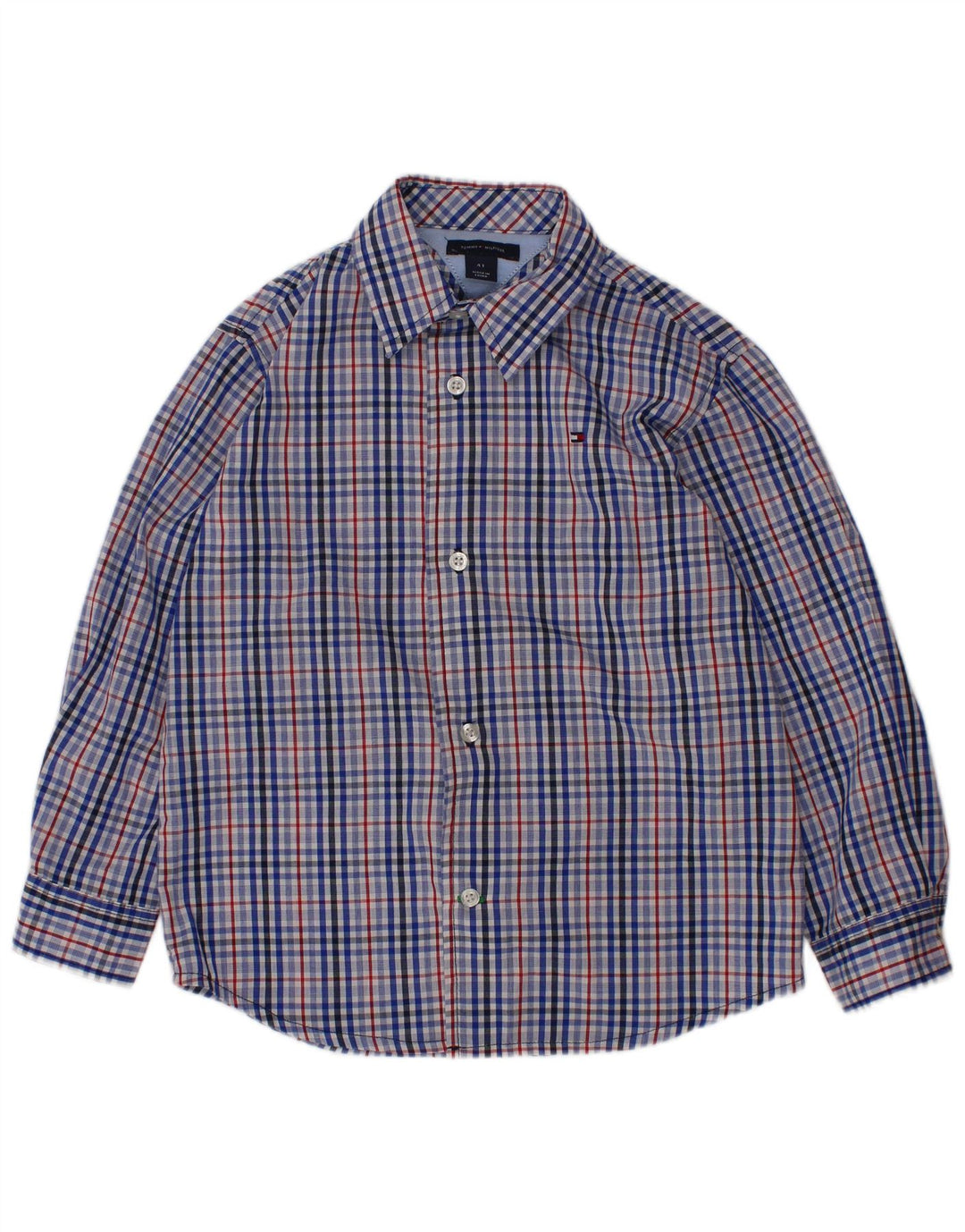 TOMMY HILFIGER Boys Shirt 3-4 Years Blue Check Cotton
