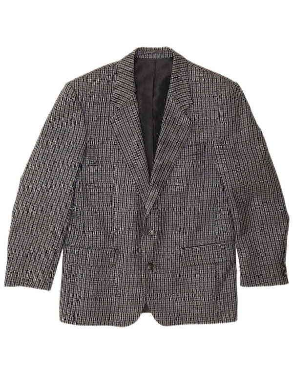 Kilmaine Mens 2 Button Blazer Jacket UK 38 Medium Grey Houndstooth Wool