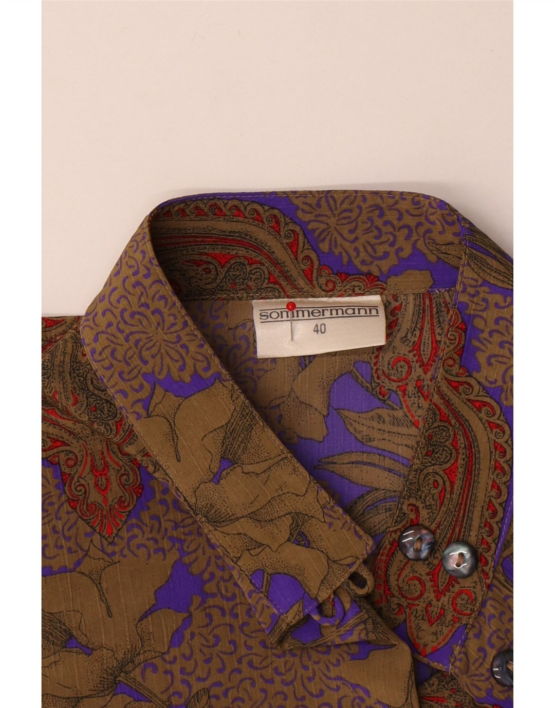 Sommermann Womens 3/4 Sleeve Shirt Blouse EU 40 Medium Brown Paisley
