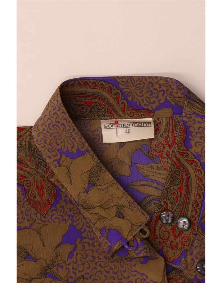 Sommermann Womens 3/4 Sleeve Shirt Blouse EU 40 Medium Brown Paisley