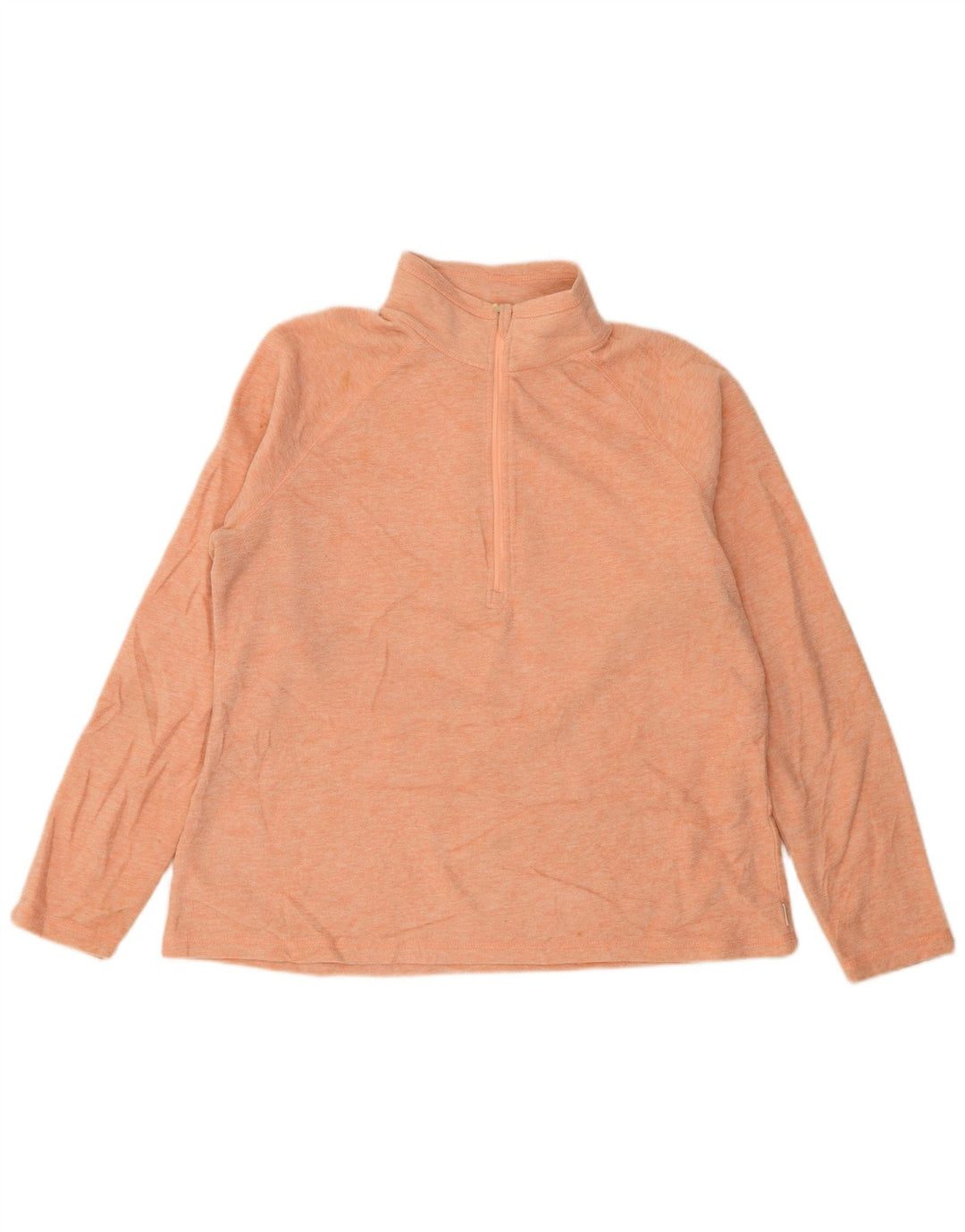 EDDIE BAUER Womens Zip Neck Fleece Jumper UK 18 XL Orange Flecked