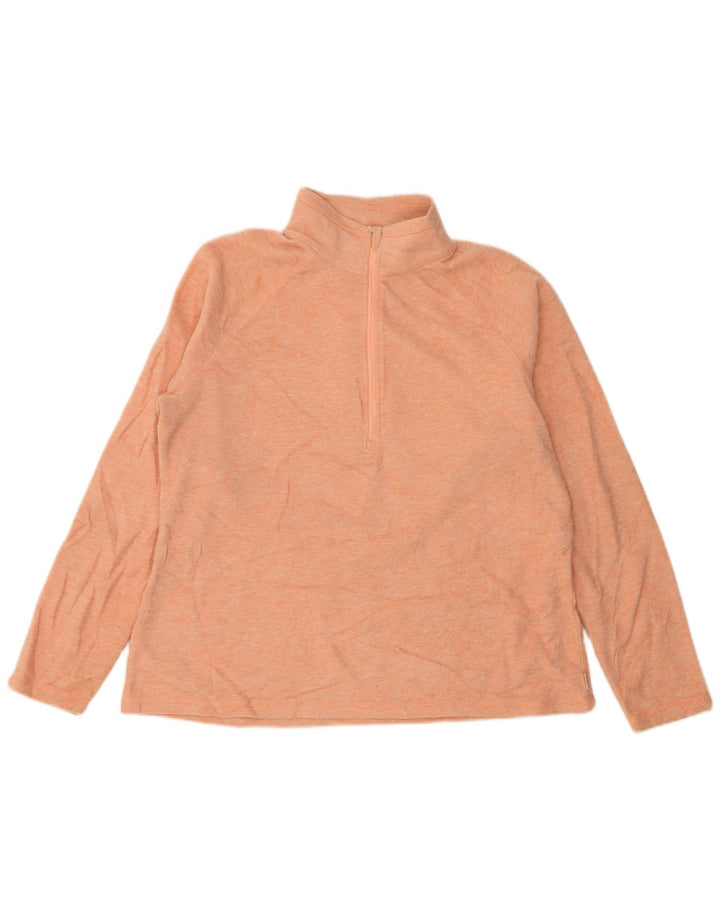 EDDIE BAUER Womens Zip Neck Fleece Jumper UK 18 XL Orange Flecked