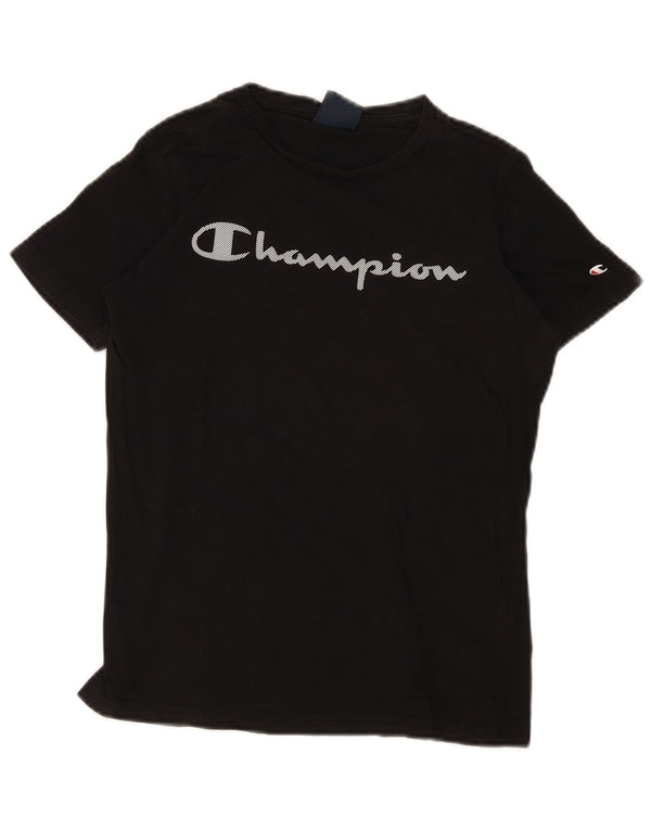 Champion Boys Graphic T-Shirt Top 11-12 Years Large Black Cotton