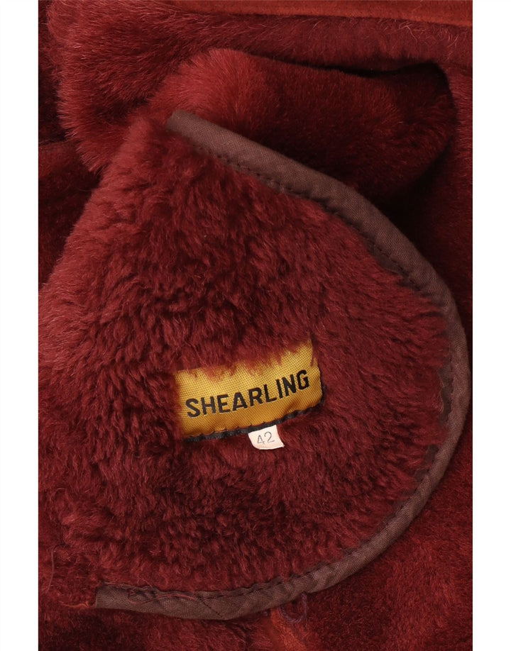 Vintage Womens Shearling Jacket IT 42 Medium Burgundy Shearling