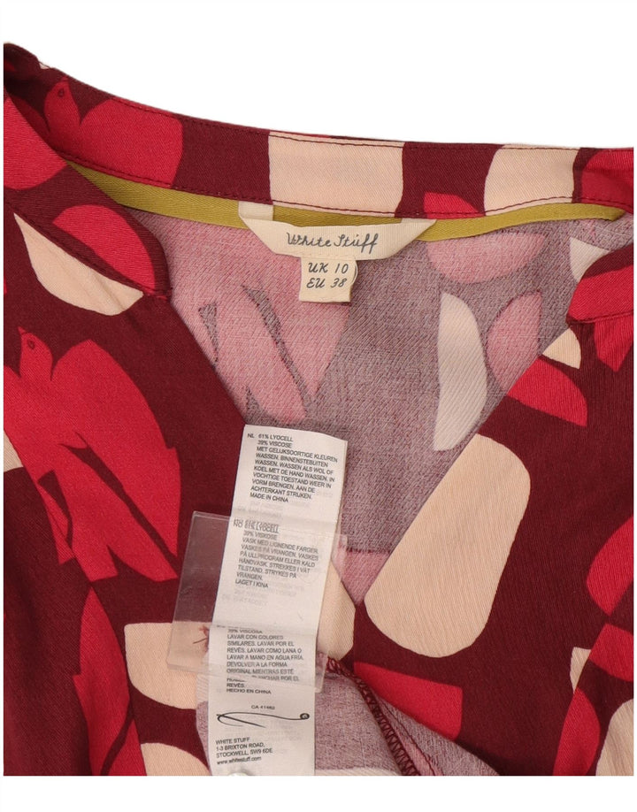 White Stuff Womens Oversized Blouse Top UK 10 Small Burgundy Geometric