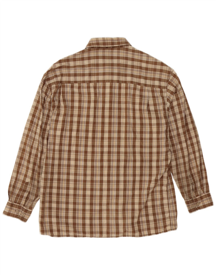 Wrangler Mens Shirt Large Brown Check Cotton